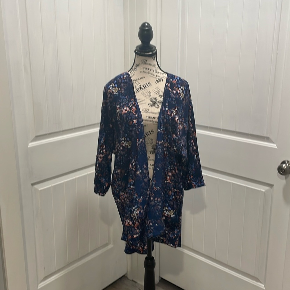 LulaRoe Blue and Peach Cardigan Size L